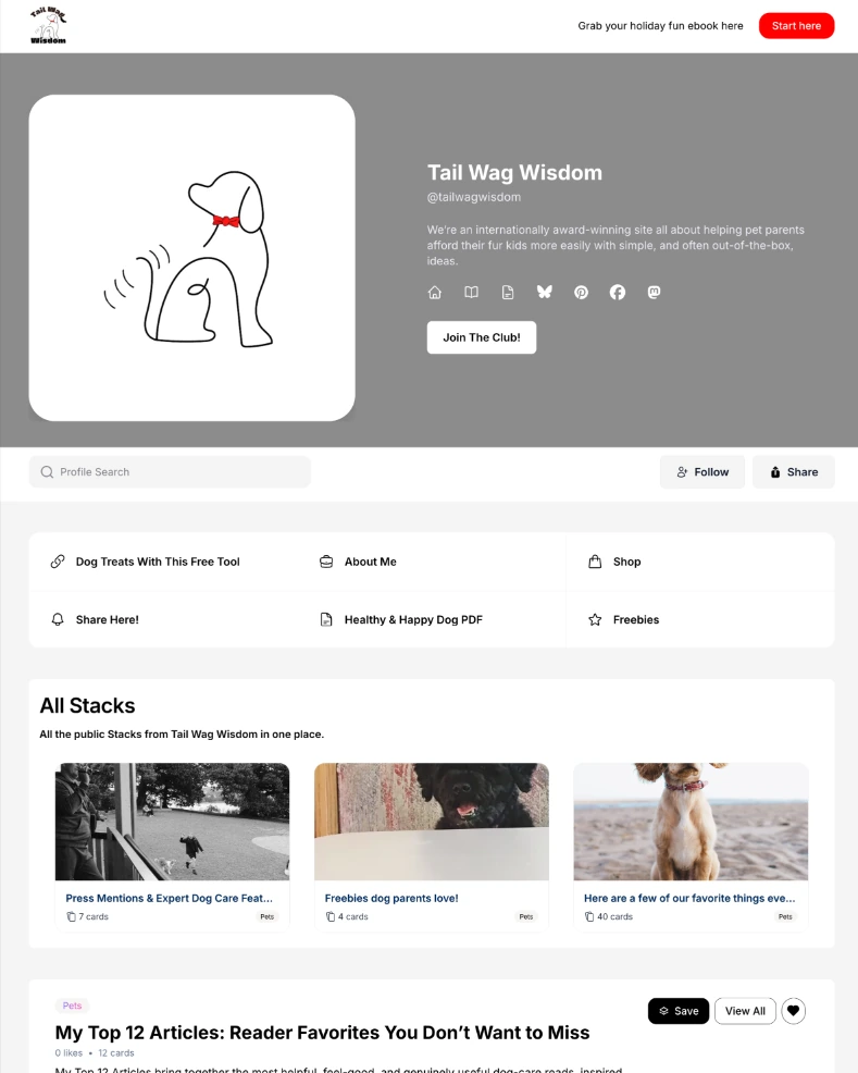 Tail Wag Wisdom — niche creator hub